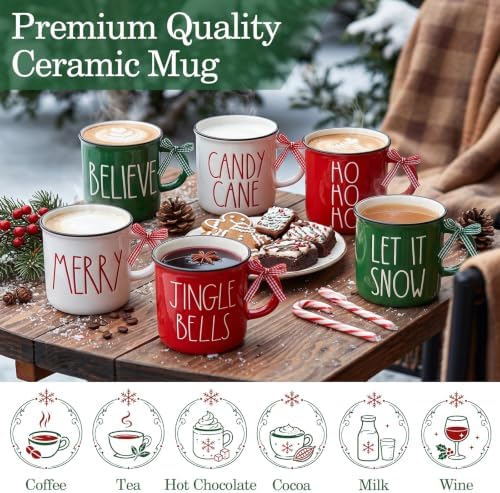 12 Pcs Christmas Mugs Gifts Bulk Red Green Hot Cocoa Mugs Gifts - Image 4