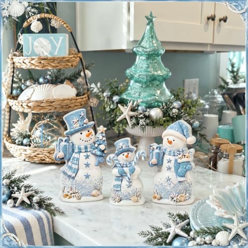 Suzile 3 Pcs Christmas Costal Snowman Table Decorations Winter Indoor Decor - Image 2