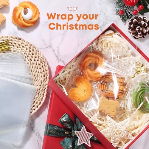 Cellophane Treat Bags 5x7 In 100 Pcs Clear Gift Bags for Cookie Packaging - Image 2