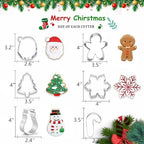 Large Christmas Cookie Cutters, 4" Holiday Cookie Cutters Shape with Recipe Instruction Gingerbread Men,Christmas Tree,Snowflake, Candy Cane,Santa Face and Snow Man for Baking - Image 2