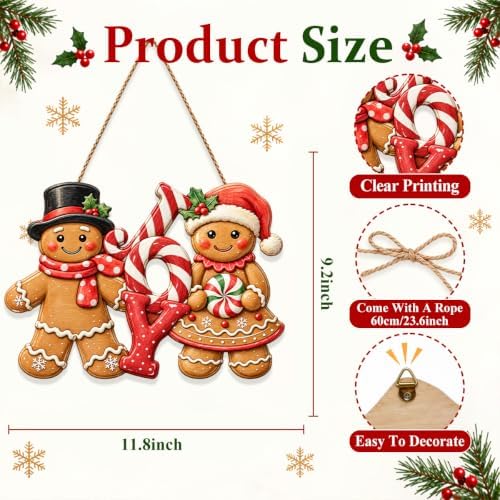 Gingerbread Christmas Decorations Joy Gingerbread Boy Girl Sign - Image 3