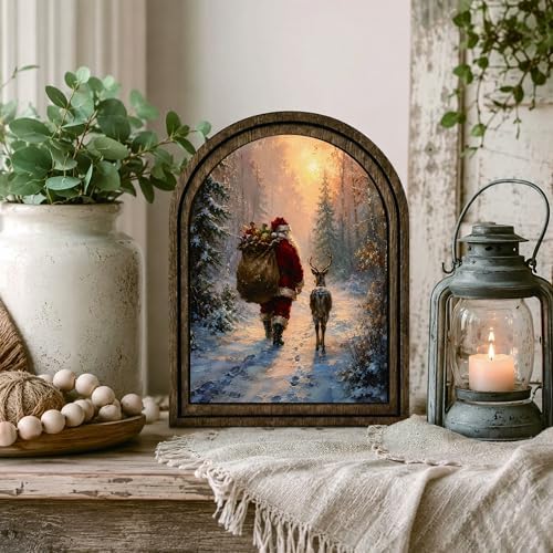 Santa Reindeer Arched Decor, Winter Forest Table Sign, 5.9x7.9 - Image 6