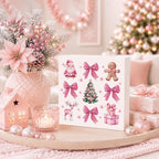 Coquette Vintage Bow Christmas Gifts - Wooden Box Sign, Winter Latte Santa Presents, Tree & Home Decor - Image 3
