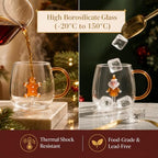 Set of 4 Christmas Wine Glasses 3D 13.5oz XMAS Drinking Glass Cup W/Handle - Image 7