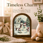 Snowman Family Arched Table Sign, Christmas Farmhouse Shelf Decor - Image 3