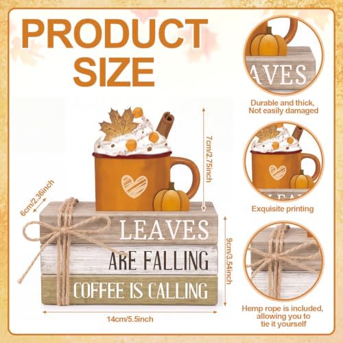 4 Pcs Thanksgiving Coffee Bar Table Decor Wooden Autumn Book Sign - Image 4