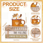 4 Pcs Thanksgiving Coffee Bar Table Decor Wooden Autumn Book Sign - Image 4