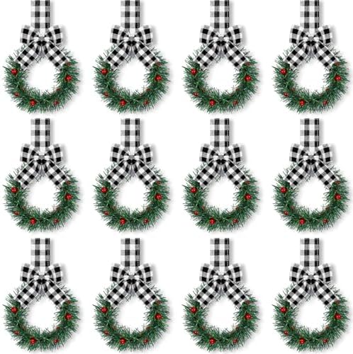Retrowavy 12 Pcs Small Christmas Kitchen Cabinet Wreaths with Ribbon by Retrowavy