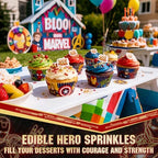 Edible Hero Sprinkles for Cake Decorating,Red Gold Pearls Jimmies Mix - Image 2
