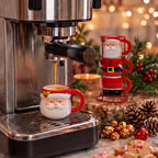 Santa Claus Stacking Ceramic Mug Set with Metal Rack - Image 3