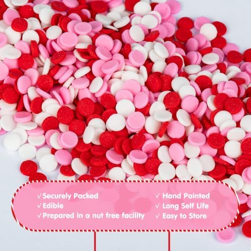 Edible Confetti Sprinkles,Pink Red White Round Sprinkle for Cake Decorating - Image 6