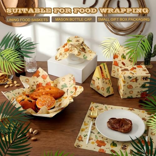 Marspark 100 Sheet Western Cowboy Wax Paper for Food Wrapping 12 x 12 Inch - Image 4