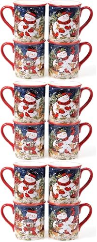 Certified International Magic of Christmas 16 oz Snowman Mugs – Festive Holiday Cups with Whimsical Winter Animal Scenes – Perfect for Coffee, Cocoa, Tea & Christmas Cheer! | (Pack of 12) by CERTIFIEDINTERNATIONAL