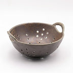 8" Ceramic Berry Colander with Handles, Reactive Glaze Fruit Washing Bowl by Amitofo