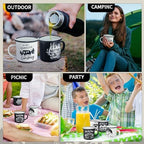 Mumufy 9 Pcs Camping Coffee Enamel Mugs 12 oz Happy Campers Tea Cups - Image 6