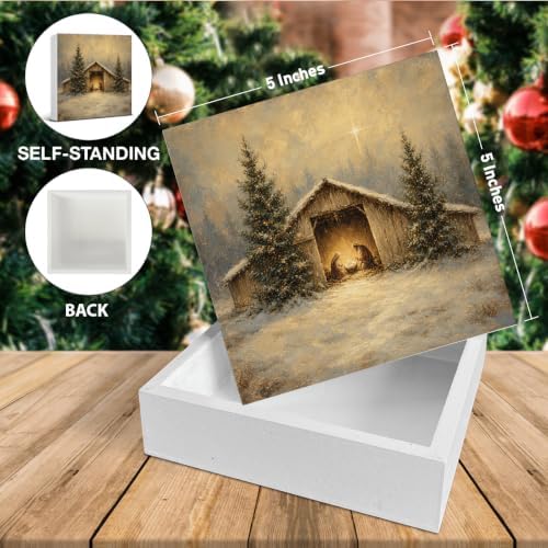 Nativity Christmas Decor, Vintage Christmas Christian Jesus Wood Sign - Image 2