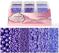 HUEBEATY® 6-in-1 Purple Edible Pearls Sprinkles, Sanding Sugar for Cake Decorating, Cupcakes, Cookies & Ice Cream - 180g, Edible Mardi Gras, Halloween & Mermaid Purple Cake Sprinkles and Decorations by Unknown