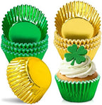 JarThenaAMCS 200Pcs St. Patrick's Day Foil Cupcake Liners Baking Cups Green Gold Foil Metallic Cupcake Wrappers Muffin Liners for Irish Holiday Birthday Party Supplies by JarThenaAMCS