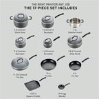 T-Fal Ultimate Hard Anodized Nonstick Pots and Pans Set 17 Piece, Nonstick - Image 2