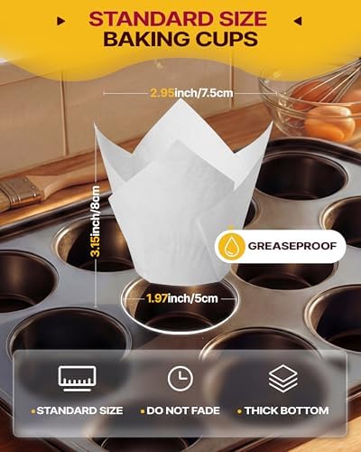 Katbite Tulip Cupcake Liners 200PCS, Muffin Baking Cups Holders - Image 2