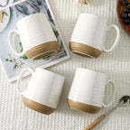 HASENSE Porcelain Coffee Mugs Set of 6, 15 Ounce Large Ceramic Coffee Cups Set with Handle for Latte, Tea, Cocoa and Hot Chocolate, White Coffee Mugs for Men and Women, Microwave Safe - Image 4