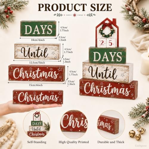 Christmas Countdown Decorations Indoor, Christmas Table Decor for Home - Image 4