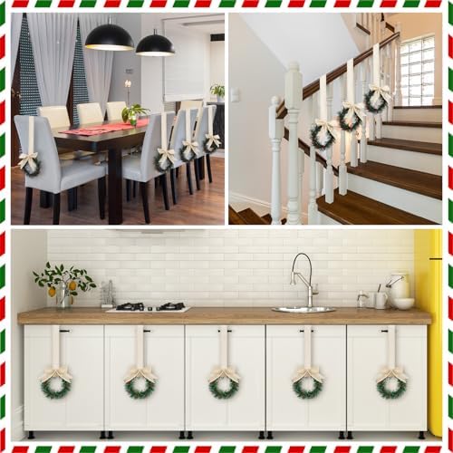 Retrowavy 12 Pcs Small Christmas Kitchen Cabinet Wreaths with Ribbon - Image 6