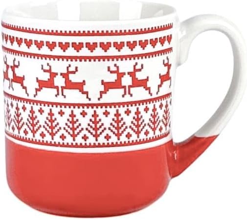 10 Strawberry Street Embossed Reindeer Ceramic Mug, Set of 4 (Red), S4MUG-XMAS - Image 6