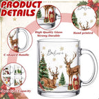 Tioncy 4 Pcs Christmas Glass Coffee Mugs 12 oz - Image 3