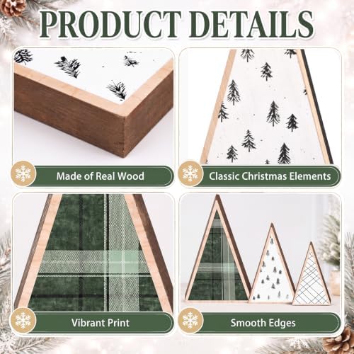 Suzile 3 Pcs Wooden Tabletop Christmas Tree Decorations, Christmas Decor - Image 5