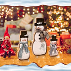 Suzile 3 Pcs Christmas Snowman Decoration Rustic Wooden Winter Indoor Decor - Image 6