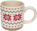Sweet Water Decor Beige Fair Isle Coffee Mug, 14oz Stoneware Christmas Cup by SweetWaterDecor