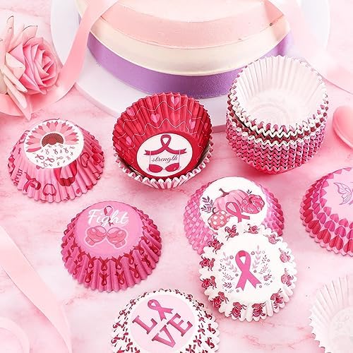 SANNIX 450 pcs Breast Cancer Cupcake Liners, Pink Ribbon Baking Cups - Image 3