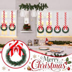 Retrowavy 12 Pcs Mini Christmas Kitchen Cabinet Wreaths with Candy Cane Bow - Image 3