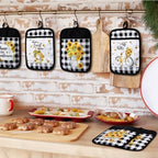 Jingmore 12 Pcs Sunflower Pot Holders Bulk, Black White Plaid with Pocket - Image 6