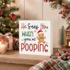 Christmas Bathroom Decor, Funny Gingerbread Christmas Decor Wooden Box Sign - Image 5
