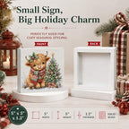 Highland Cow Christmas Decor, Cute Christmas Tree Decor Wooden Box Sign - Image 3