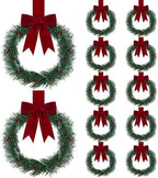 Retrowavy 12 Pcs Small Christmas Wreath, 8'', Classic, Burgundy Red by Retrowavy