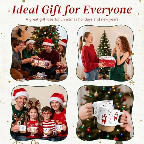 QIKSION 16oz Christmas Mugs, Large Coffee Mugs Set of 4, Holiday Hot Chocolate Ceramic Mug Gift Set for Family, Friends and Colleagues - Image 6