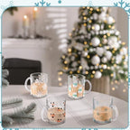 Tioncy 4 Pcs Christmas Snowman Glass Mugs, 12 oz Winter Coffee Cups - Image 4