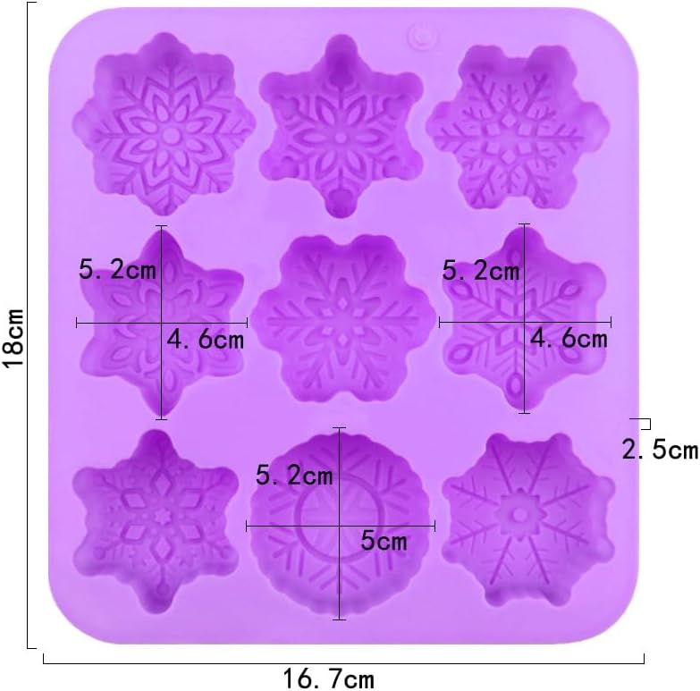 3Pcs Snowflake Silicone Mold - 9-Style Christmas Snowflake Chocolate and Candy Molds, Christmas Silicone Molds for Desserts, Soap, Candles, Jello, Ice, and Wax Melts - Image 2