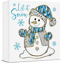 Blue Christmas Decorations, Christmas Decorations Indoor, Glitter Snowman Snowflake Sign Gift for Women Friends, Rustic Wooden Box Sign for Home Office Bedroom Desk Decor 5x5 Inches by Unknown