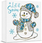 Blue Christmas Decorations, Christmas Decorations Indoor, Glitter Snowman Snowflake Sign Gift for Women Friends, Rustic Wooden Box Sign for Home Office Bedroom Desk Decor 5x5 Inches by Unknown