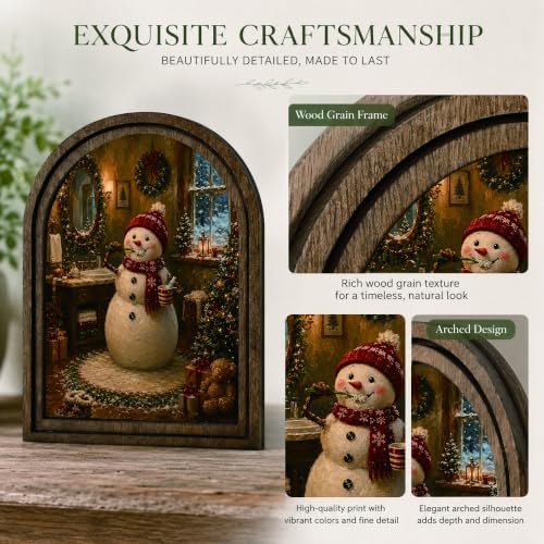 Snowman Bathroom Arched Table Sign, Christmas Farmhouse Shelf Decor - Image 4