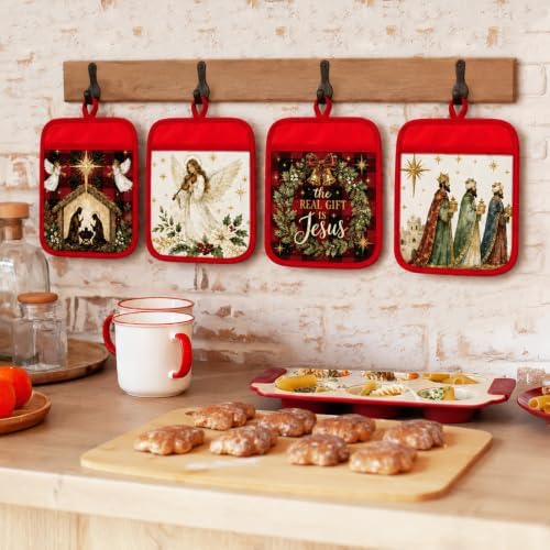 Jingmore 12 Pcs Christmas Christian Pot Holders with Pocket Gift Bulk - Image 2