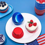 JarThenaAMCS 200Pcs Red Blue Foil Cupcake Liners July 4th Patriotic Metallic Baking Cups Independence Day Cupcake Wrappers Muffin Liners for 250th Anniversary Memorial Day Veterans Day Party Supplies - Image 4