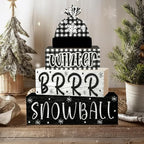 4 Pcs Christmas Decorations Indoor - Wooden Snowball Table Decoration for Home - Christmas Centerpiece For Table - Winter Tiered Tray Decor Rustic Farmhouse Xmas Gift for Home Kitchen Mantel - Image 5