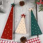 Christmas Decorations-Three Sizes Wooden Tree Sign with Star - Image 6