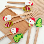 8PC Christmas Silicone Spatula Set - Santa Design Wood Handle - Image 5