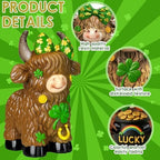 2 Pack Resin St. Patrick's Day Highland Cow Decor Gifts - Image 4